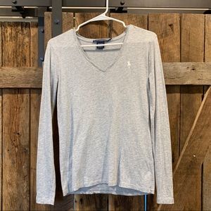 Ralph Lauren grey cotton v neck long sleeve